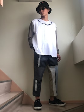 「SHUTTLE（シャトル）のアイテム」を使った、SONARさん（メンズ・174cm）の夏コーディネート