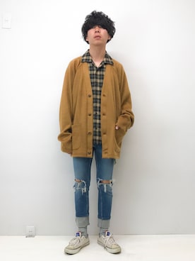 「アイテム（カーディガン/ボレロ、その他）」を使った、SONARさん（メンズ・163cm）の秋コーディネート