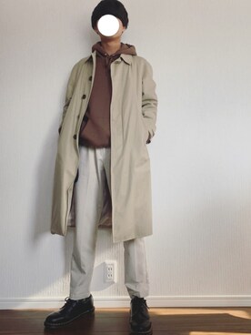 「古着好きな人と繋がりたい」｜「アイテム（ステンカラーコート）」を使った、rくんさん（メンズ・170cm）の冬コーディネート