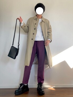 「春めきシューズ」｜「アイテム（ステンカラーコート）」を使った、rくんさん（メンズ・170cm）の春コーディネート