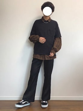 「ADRER（アドラー）のADRERドルマンスリーブオープンカラーシャツ（シャツ/ブラウス、ブラウン系）」を使った、rくんさん（メンズ・170cm）の春コーディネート