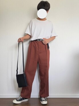 「古着のアイテム（Tシャツ/カットソー、ホワイト系）」を使った、rくんさん（メンズ・170cm）の春コーディネート