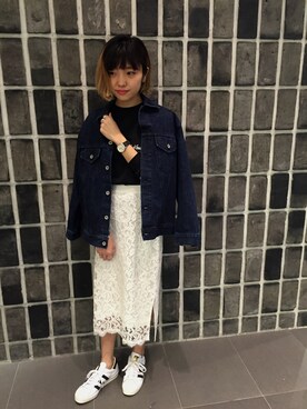 「united arrows」｜「アイテム（デニムジャケット）」を使った、Rina Maruyamaさん（レディース・160cm）の冬コーディネート