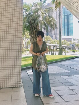 「LABRAT（ラブラット）のアイテム（バッグ）」を使った、noriko odaさん（レディース・153cm）の夏コーディネート