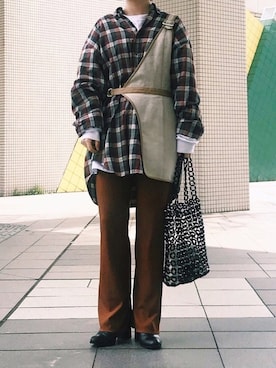 「ビーズバッグ」｜「アイテム（ブーツ）」を使った、noriko odaさん（レディース・153cm）の春コーディネート