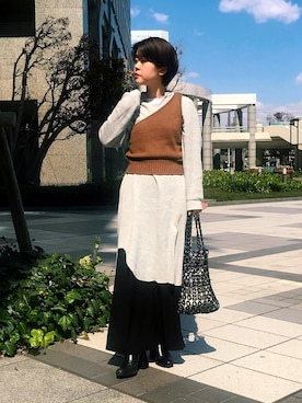 「ビーズバッグ」｜「アイテム（ブーツ）」を使った、noriko odaさん（レディース・153cm）の春コーディネート