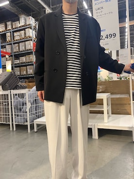 「G.O.C（ジーオーシー）のアイテム（テーラードジャケット）」を使った、シュンスケさん（メンズ・174cm）の夏コーディネート