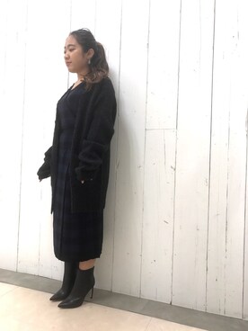 「DIESEL（ディーゼル）の00S2UH0CARF（ワンピース、ブルー系）」を使った、MAHOさん（レディース・155cm）の秋コーディネート