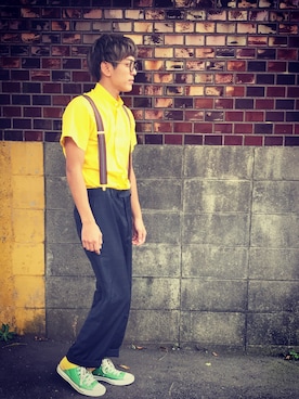 「アイテム（サスペンダー、パープル系）」を使った、oosawa  momoyaさん（メンズ・172cm）の秋コーディネート