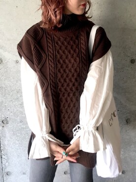 「Hのアイテム（トップス）」を使った、YUMEKAさん（レディース・156cm）の秋コーディネート