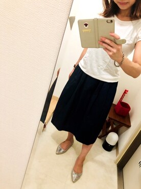 「アイテム（レインシューズ、シルバー系）」を使った、おかなさん（レディース・157cm）の夏コーディネート
