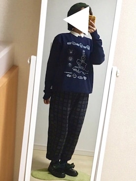 「スウエット」｜「アイテム（ハンチング/ベレー帽）」を使った、わさびさん（レディース・156cm）の冬コーディネート