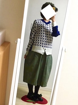 「チドリ柄」｜「アイテム（ハンチング/ベレー帽）」を使った、わさびさん（レディース・156cm）の冬コーディネート