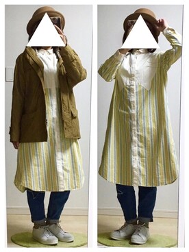 「ネコ」｜「アイテム（ブルゾン）」を使った、わさびさん（レディース・156cm）の春コーディネート