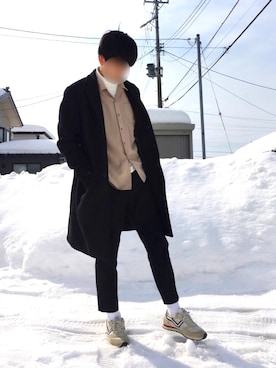 「おでかけ」｜「アイテム（チェスターコート）」を使った、アグマンさん（メンズ・172cm）の冬コーディネート