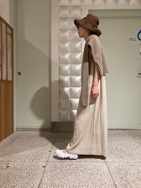 「RODE SKO（ロデスコ）のアイテム（帽子）」を使った、RISA TAKAHASHIさん（レディース・157cm）の春コーディネート