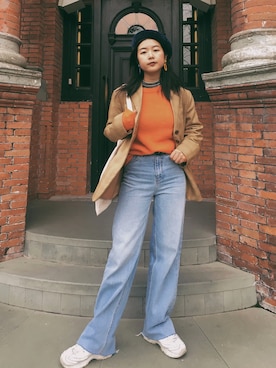 「Mo&Co.（モーアンドコー）のアイテム（パンツ）」を使った、無解少女さん（レディース・162cm）の春コーディネート
