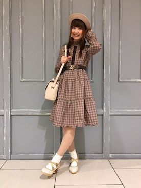 「長袖ワンピース」｜「アイテム（アクセサリー）」を使った、axes femmeさん（レディース・154cm）の冬コーディネート