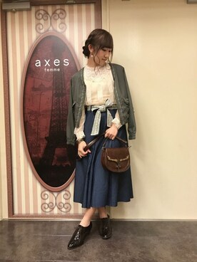 「axes femme（アクシーズファム）のアイテム（その他アウター）」を使った、axes femmeさん（レディース・160cm）の春コーディネート