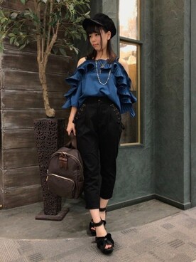 「axes femme（アクシーズファム）のアイテム（バックパック/リュック）」を使った、axes femmeさん（レディース・160cm）の夏コーディネート