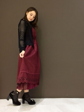 「axes femme POETIQUE（アクシーズファムポエティック）のアイテム（カーディガン/ボレロ）」を使った、axes femmeさん（レディース・160cm）の秋コーディネート