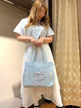 「axes femme POETIQUE（アクシーズファムポエティック）のアイテム（トートバッグ）」を使った、axes femmeさん（レディース・153cm）の春コーディネート
