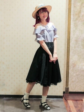 「axes femme POETIQUE（アクシーズファムポエティック）のアイテム（ハット）」を使った、axes femmeさん（レディース・165cm）の春コーディネート