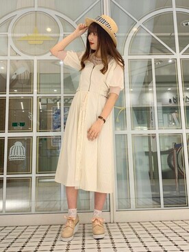 「axes femme POETIQUE（アクシーズファムポエティック）のアイテム（帽子）」を使った、axes femmeさん（レディース・165cm）の春コーディネート