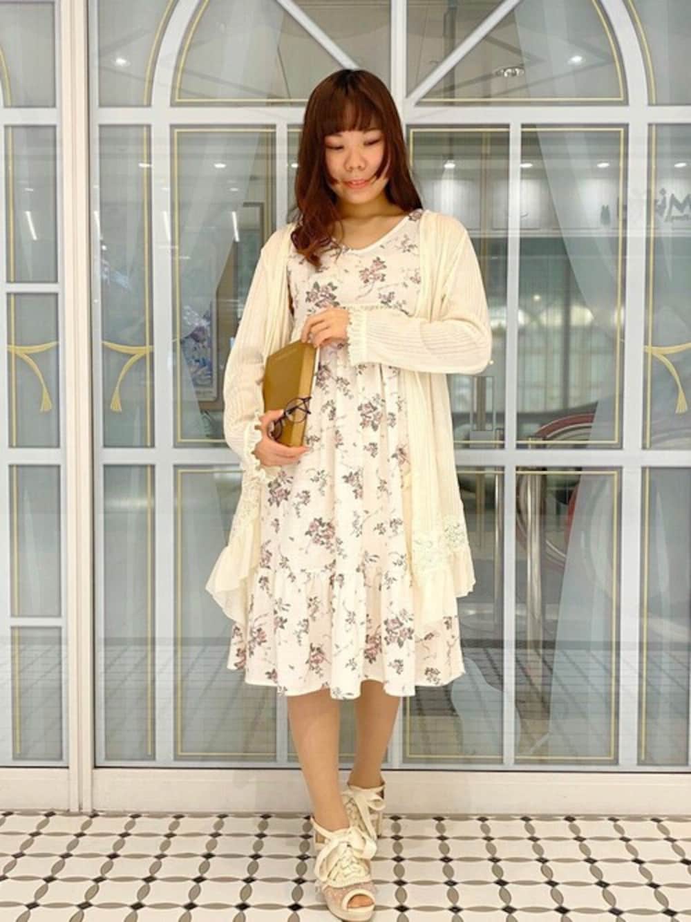 axes femme（アクシーズファム）の「レース切替トッパーカーデ