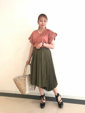 Axes Femme アクシーズファム の 立体花モチーフレースｔシャツ Tシャツ カットソー Wear