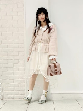 「axes femme POETIQUE（アクシーズファムポエティック）のアイテム（カーディガン/ボレロ）」を使った、axes femmeさん（レディース・154cm）の夏コーディネート