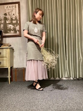Axes Femme アクシーズファム レディース のワンピース グリーン カーキ 緑色系 コーディネート Zozotown