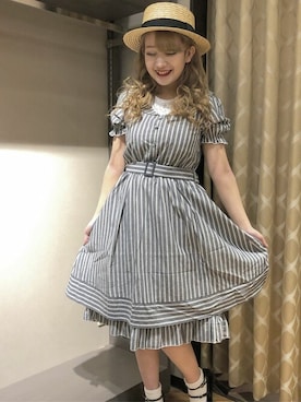 「axes femme POETIQUE（アクシーズファムポエティック）のアイテム（帽子）」を使った、axes femmeさん（レディース・154cm）の夏コーディネート