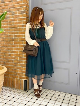 「axes femme（アクシーズファム）の立体バラ×蝶ゴムベルト（ベルト）」を使った、axes femmeさん（レディース・154cm）の夏コーディネート