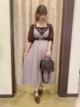 「axes femme（アクシーズファム）の立体バラ×蝶ゴムベルト（ベルト）」を使った、axes femmeさん（レディース・158cm）の夏コーディネート