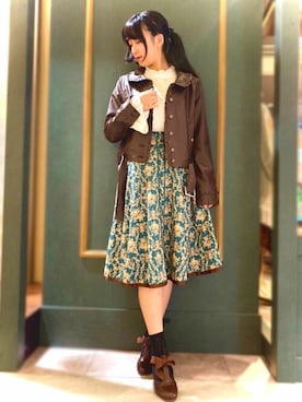「axes femme（アクシーズファム）のアイテム（ライダースジャケット）」を使った、axes femmeさん（レディース・155cm）の秋コーディネート