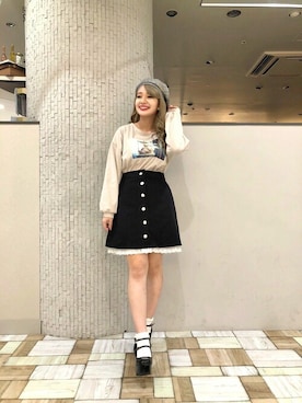 「axes femme POETIQUE（アクシーズファムポエティック）のアイテム（帽子）」を使った、axes femmeさん（レディース・154cm）の秋コーディネート