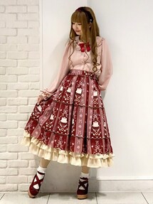 ■本日最終価格■レア★アクシーズファム kawaii お菓子柄スカート ワイン★ □本日最終価格□レア☆アクシーズファム kawaii お菓子柄