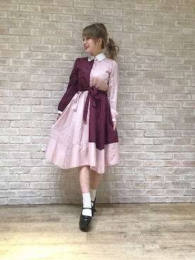 「axes femme POETIQUE（アクシーズファムポエティック）のアイテム（シャツワンピース）」を使った、axes femmeさん（レディース・154cm）の冬コーディネート