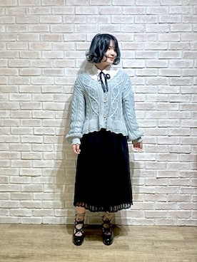 「axes femme POETIQUE（アクシーズファムポエティック）のアイテム（カーディガン/ボレロ）」を使った、axes femmeさん（レディース・156cm）の春コーディネート