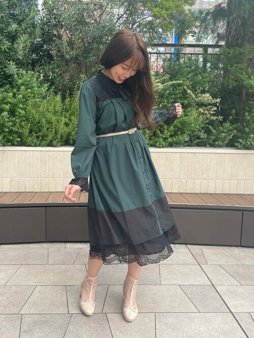 セール】繊細レースミディ丈ペチSK（スカート）｜axes femme
