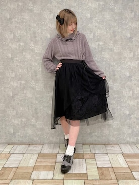 「axes femme POETIQUE（アクシーズファムポエティック）のアイテム（ニット/セーター）」を使った、axes femmeさん（レディース・158cm）の冬コーディネート