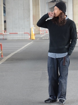 「Schott（ショット）のSchott/ショット/CHAMBRAY WORK SHIRTS/シャンブレー ワーク シャツ（シャツ/ブラウス）」を使った、Renさん（メンズ・176cm）の冬コーディネート