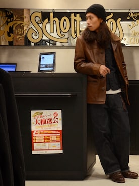 「アイテム（ベスト、ブルー系）」を使った、Renさん（メンズ・176cm）の冬コーディネート