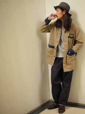 「schott（ショット）のアイテム（ステンカラーコート）」を使った、Renさん（メンズ・176cm）の冬コーディネート