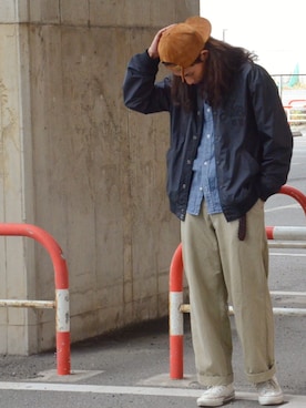 「ラフスタイル」｜「アイテム（ナイロンジャケット）」を使った、Renさん（メンズ・176cm）の冬コーディネート