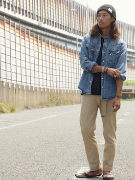 「schott（ショット）のSchott/ショット/URBAN CHINO PANTS/アーバン チノパンツ（チノパンツ）」を使った、Renさん（メンズ・176cm）の夏コーディネート