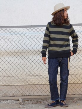 「schott（ショット）のSchott/ショット/13oz. JEANS MEDIUM FIT/13オンス　ジーンス　ミディアム　フィット（デニムパンツ）」を使った、Renさん（メンズ・176cm）の秋コーディネート