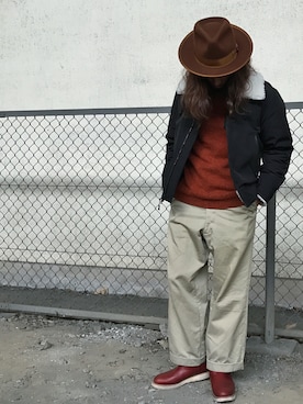 「ハットコーデ」｜「アイテム（ダウンジャケット/コート）」を使った、Renさん（メンズ・176cm）の秋コーディネート