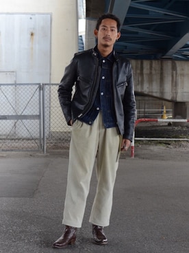 「アイテム（デニムジャケット）」を使った、Renさん（メンズ・176cm）の冬コーディネート